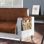 Refresh Your Sofa Reversible Suede-Sherpa Sofa Cover with 6 Pockets 3 Seater (Size 323x213 Cm) - Brown - Light Brown