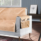Refresh Your Sofa Reversible Suede-Sherpa Sofa Cover with 6 Pockets 3 Seater (Size 323x213 Cm) - Brown - Light Brown