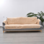 Refresh Your Sofa Reversible Suede-Sherpa Sofa Cover with 6 Pockets 3 Seater (Size 323x213 Cm) - Brown - Light Brown
