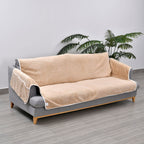 Refresh Your Sofa Reversible Suede-Sherpa Sofa Cover with 6 Pockets 3 Seater (Size 323x213 Cm) - Brown - Light Brown