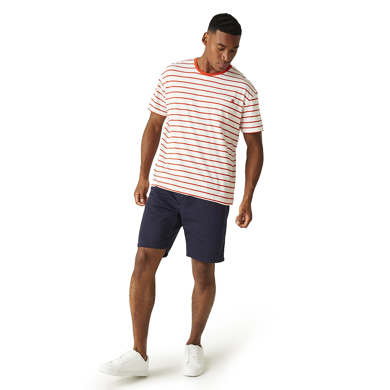 REGATTA 100% Cotton Shorebay II TShirt (Size 4XL) - Rusty Orange &amp; White 7773067 0