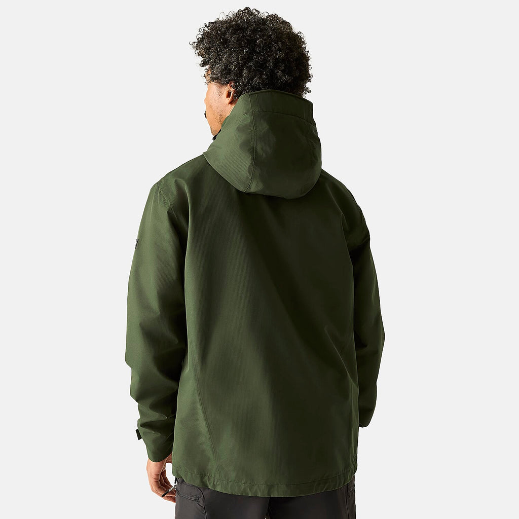 Regatta Mens Waterproof Jacket with Detachable Hood and Zipped Pockets (Size L) - Green
