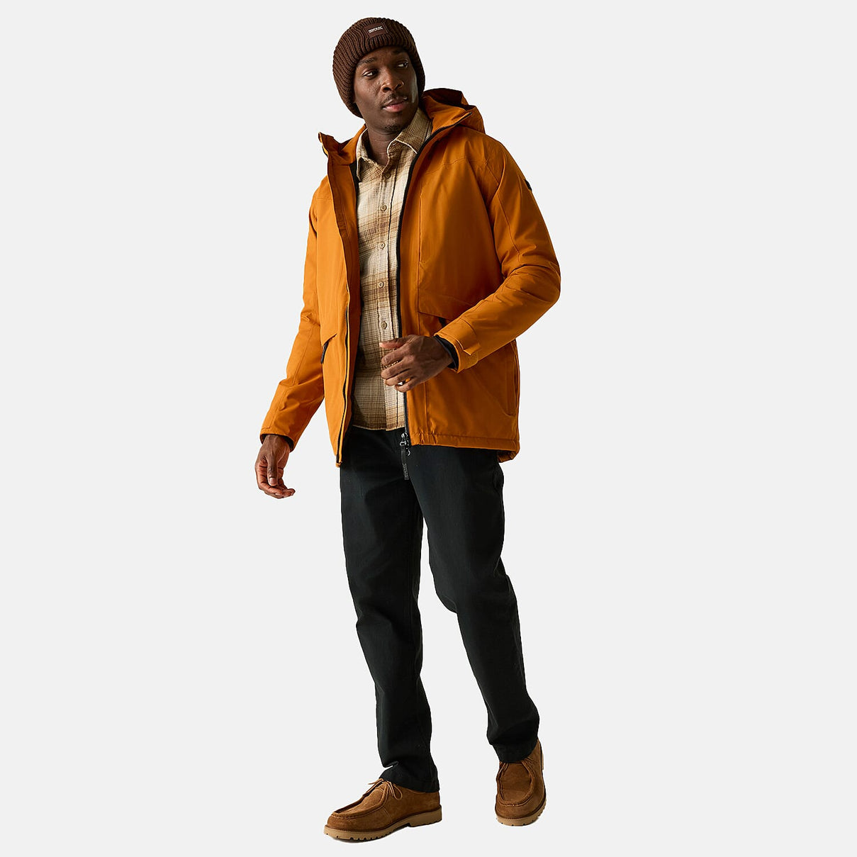 Regatta Mens Waterproof Thermoguard Insulated Jacket With High Collar Hood, Storm Cuffs &amp; Adjustable Hem (Size L) - Orange 8462016 0
