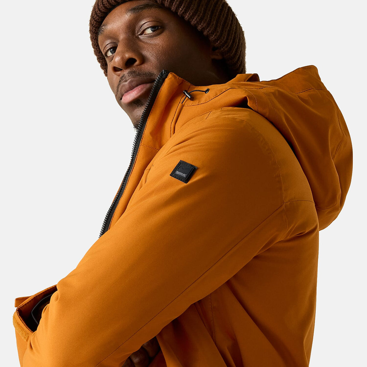 Regatta Mens Waterproof Thermoguard Insulated Jacket With High Collar Hood, Storm Cuffs &amp; Adjustable Hem (Size L) - Orange 8462016 5