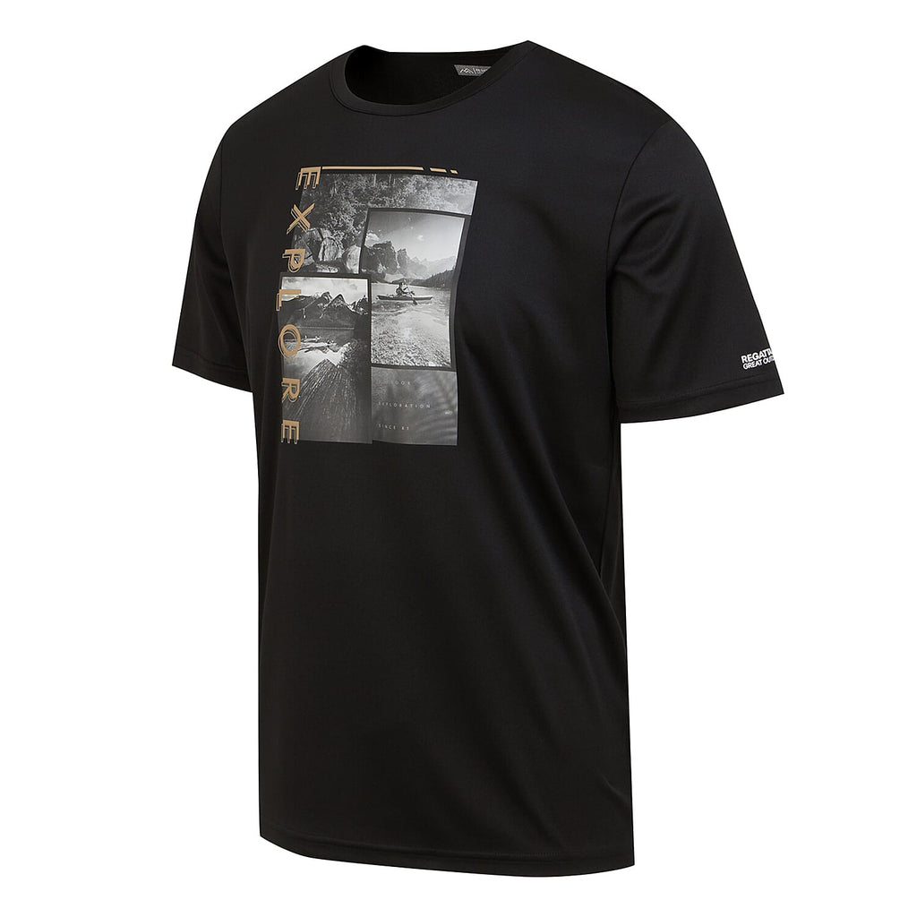 REGATTA Mens Fingal VIII Graphic Print T-Shirt (Size M) - Black