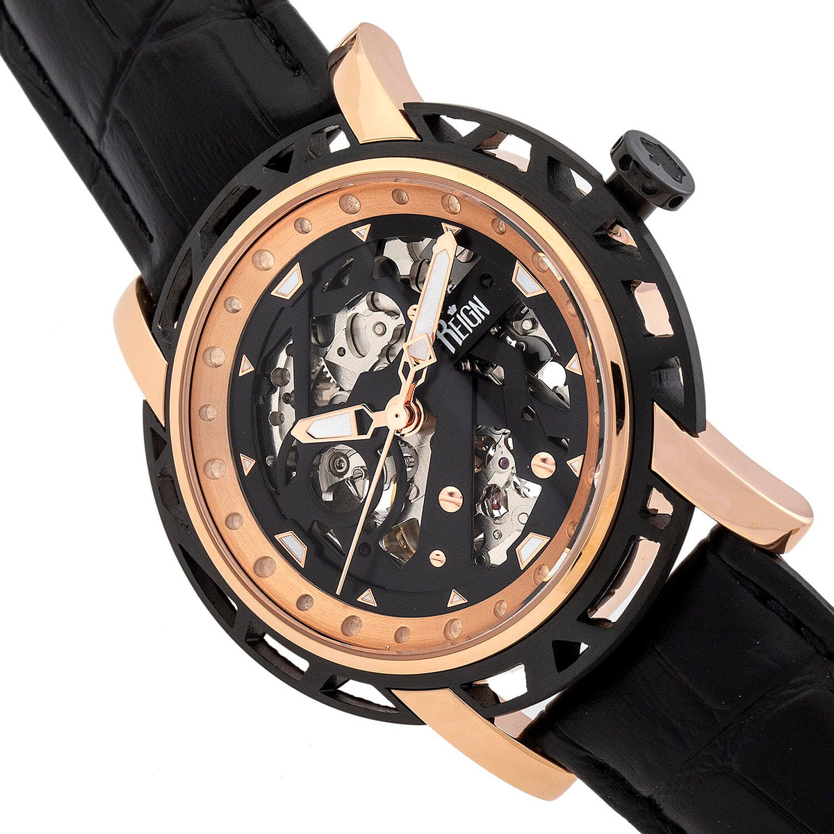 Reign Stavros Automatic Skeleton Leather-Band Watch 7754655 3