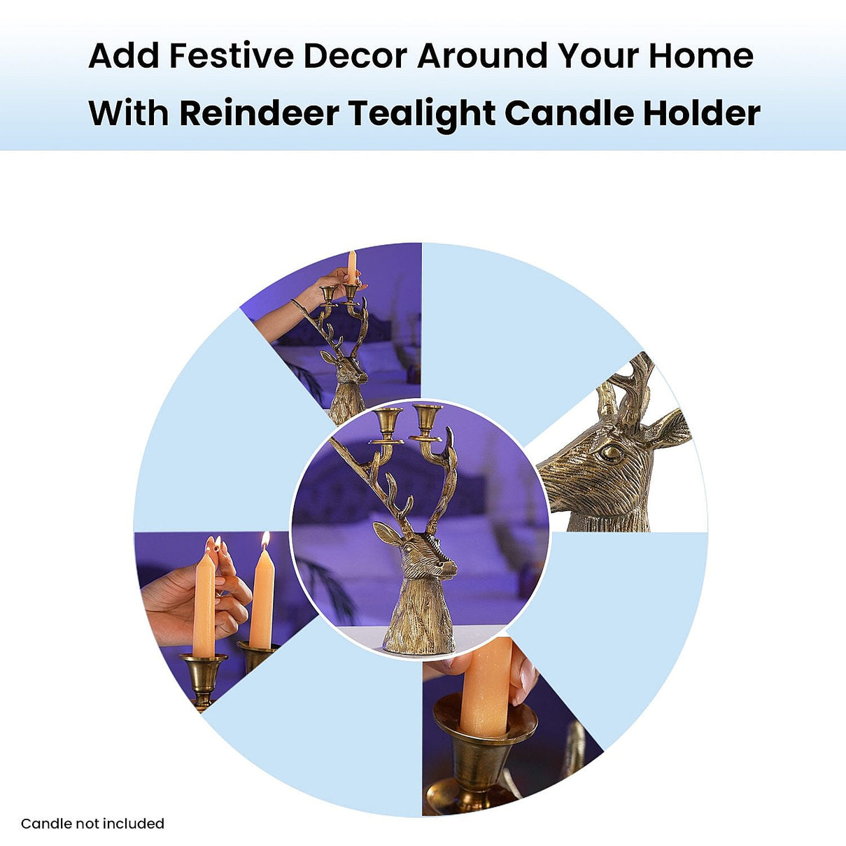 Reindeer Figurine Tealight Holder (Size 32x22x15 Cm) - Golden 7132715 3