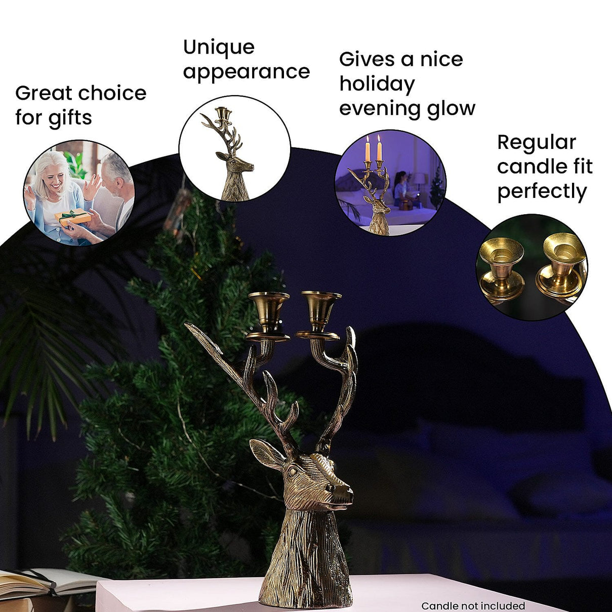 Reindeer Figurine Tealight Holder (Size 32x22x15 Cm) - Golden 7132715 4