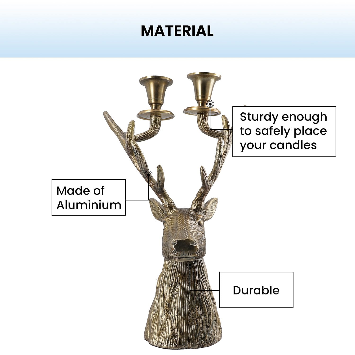 Reindeer Figurine Tealight Holder (Size 32x22x15 Cm) - Golden 7132715 5