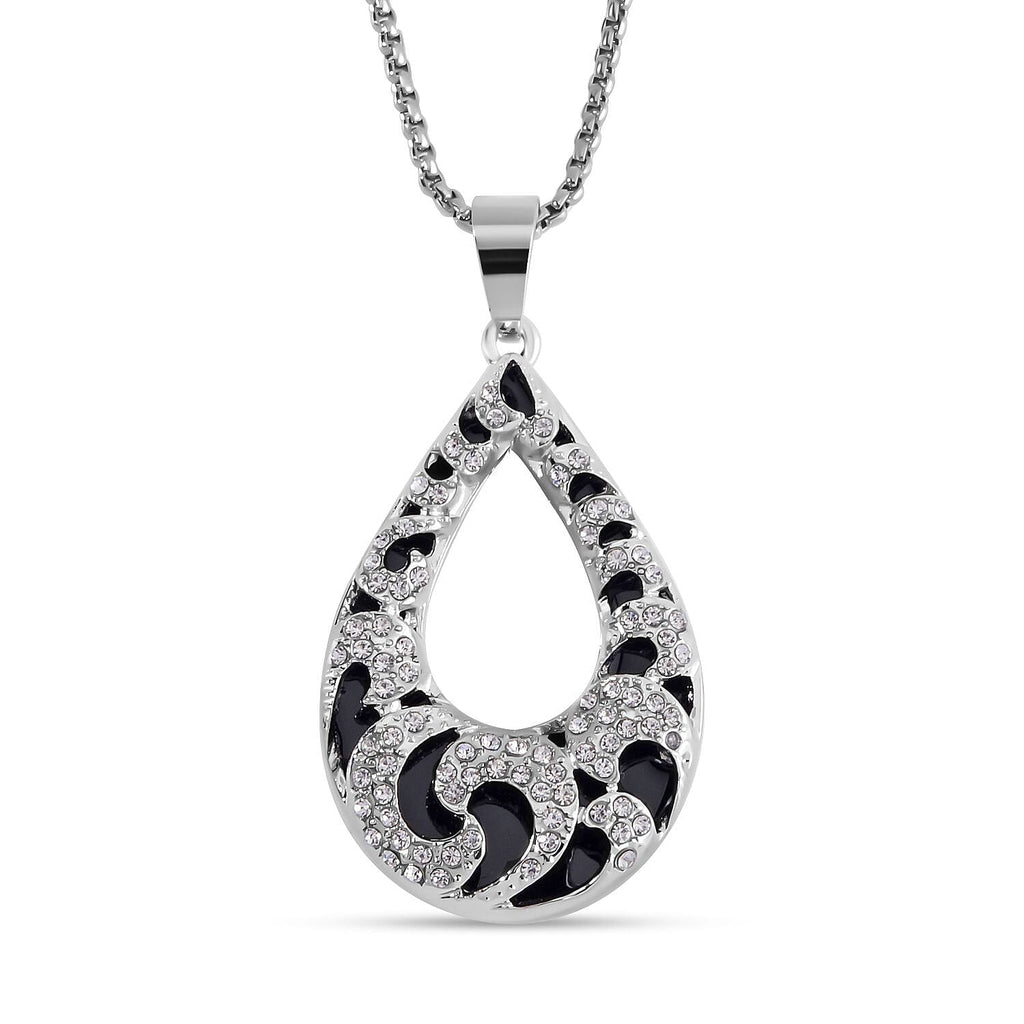 White Austrian Crystal Enamelled Necklace (Size - 24-2 inch Ext.)