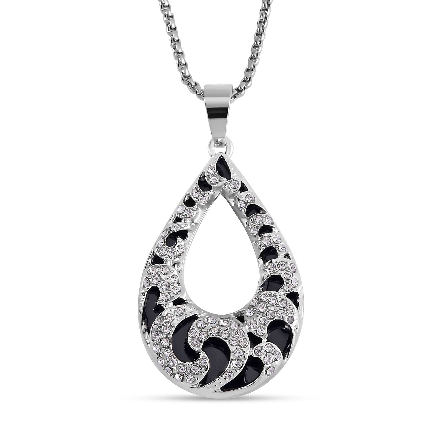White Austrian Crystal Enamelled Necklace (Size - 24-2 inch Ext.) 7662045 0