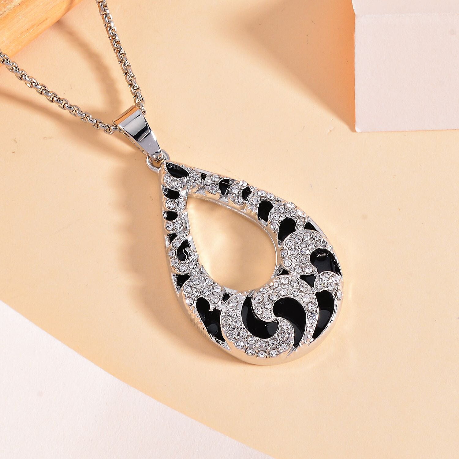 White Austrian Crystal Enamelled Necklace (Size - 24-2 inch Ext.) 7662045 1