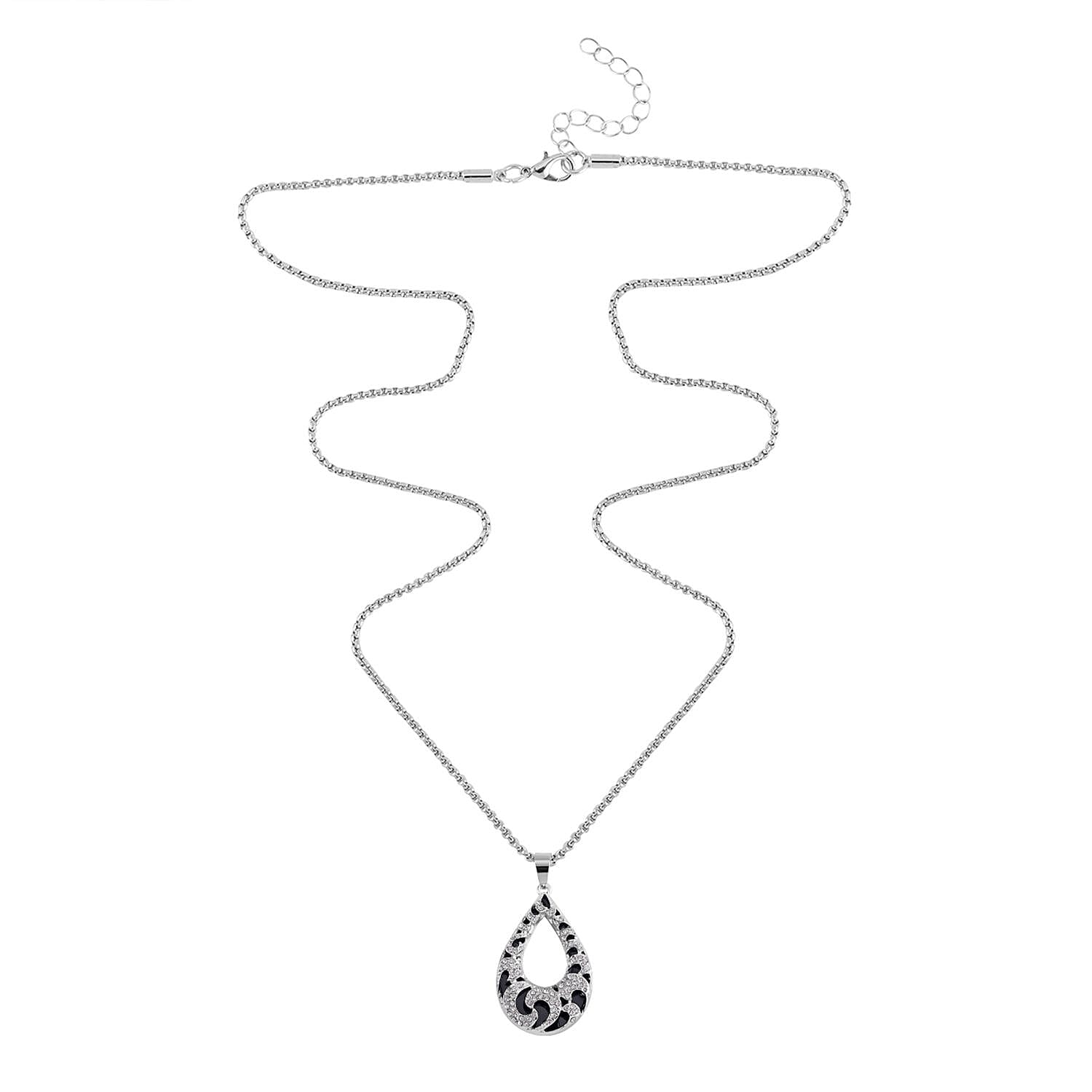 White Austrian Crystal Enamelled Necklace (Size - 24-2 inch Ext.) 7662045 4