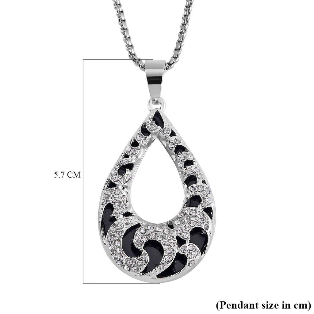 White Austrian Crystal Enamelled Necklace (Size - 24-2 inch Ext.)
