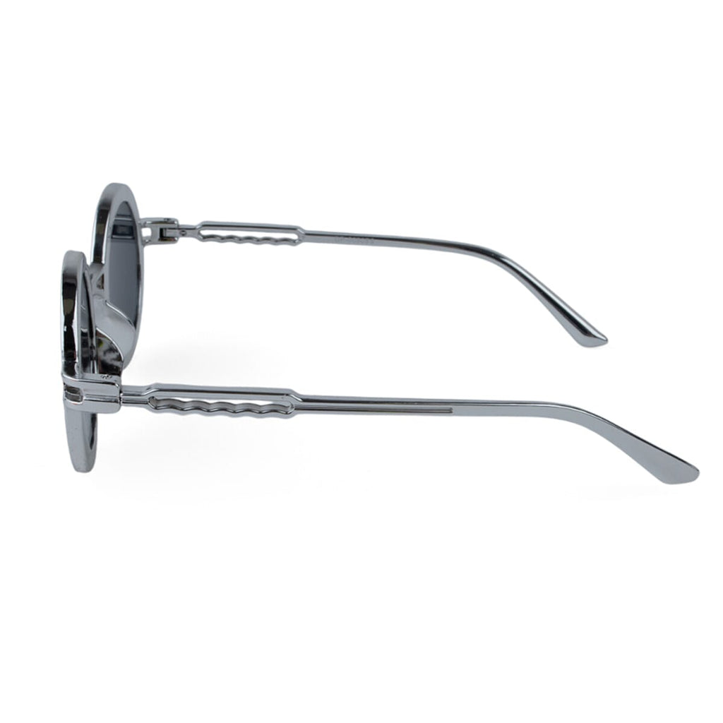 Retro Style Round Sunglasses - Clear Frame, Smoke Lens