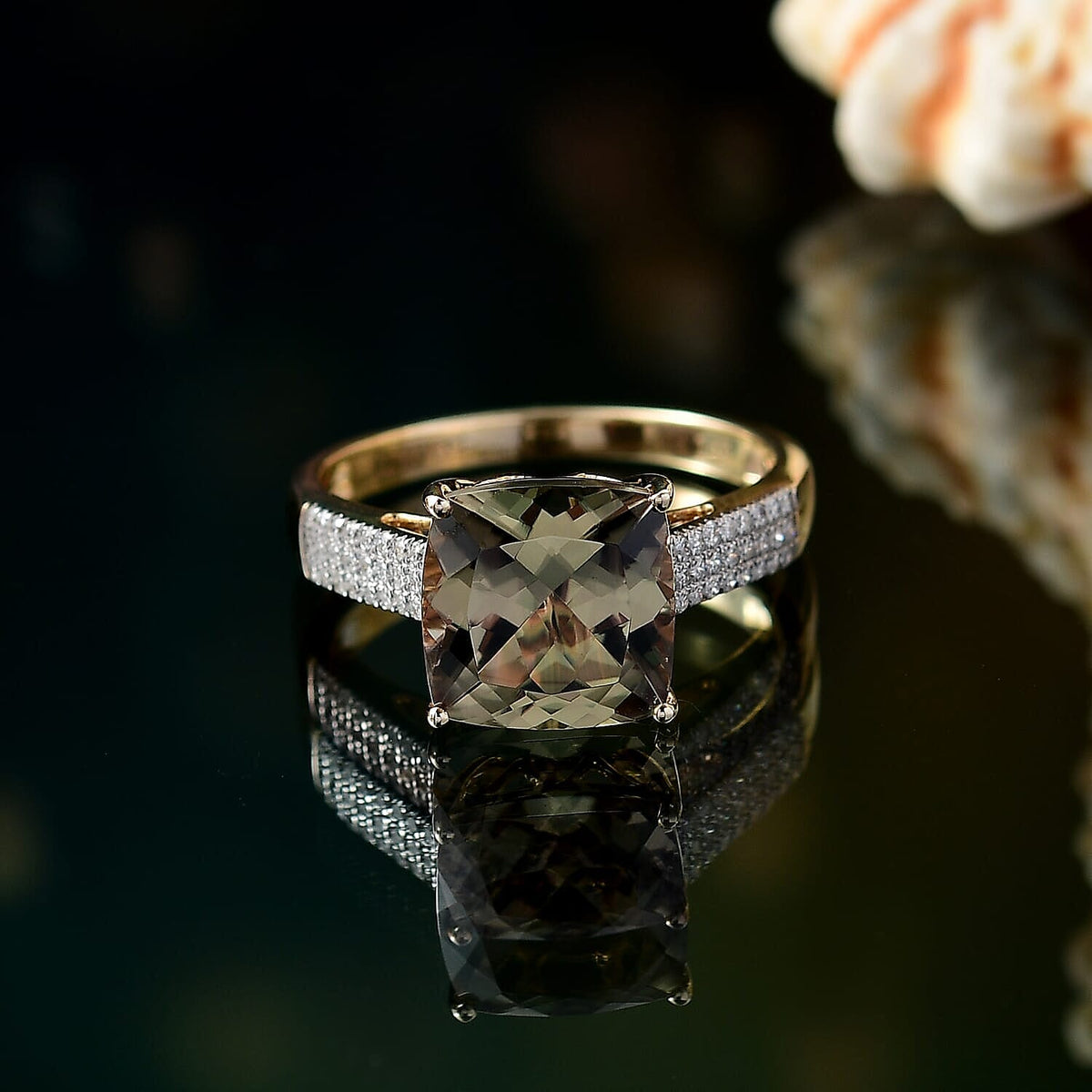 Certified &amp; Appraised LUXORO 14K Yellow Gold AAA Turkizite, White Diamond I2 Ring, 6.03 Ct. 8129280 1