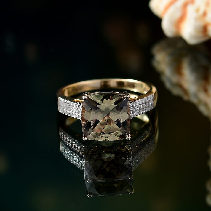 Certified &amp; Appraised LUXORO 14K Yellow Gold AAA Turkizite, White Diamond I2 Ring, 6.03 Ct. 8129280 2