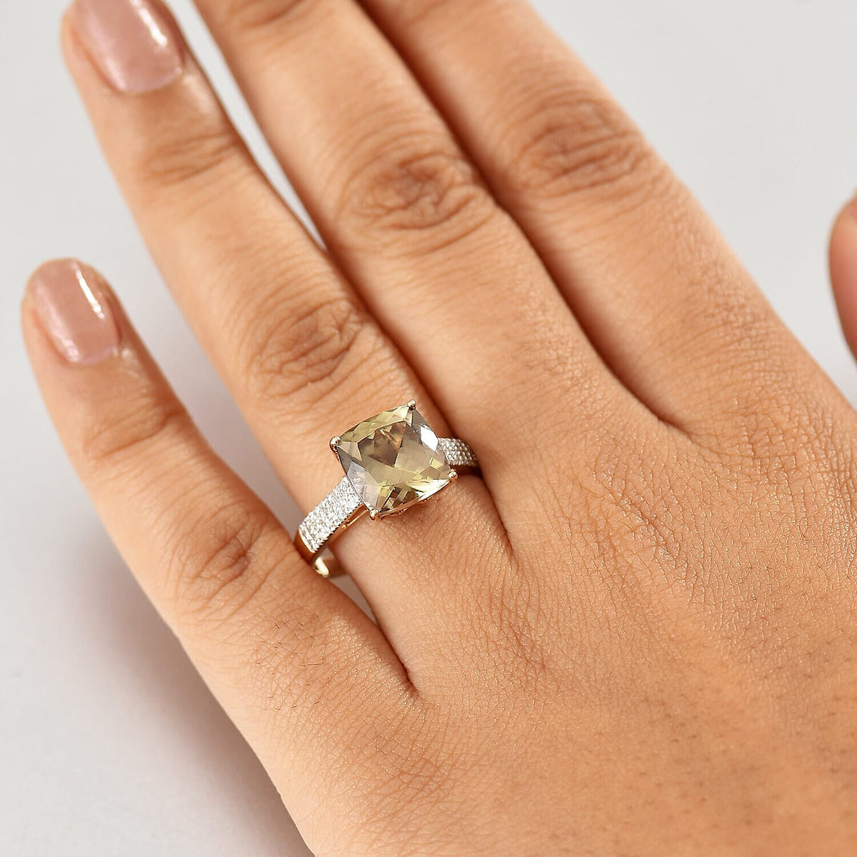 Certified &amp; Appraised LUXORO 14K Yellow Gold AAA Turkizite, White Diamond I2 Ring, 6.03 Ct. 8129280 2