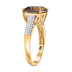 Rhapsody 14K Yellow Gold AAA Turkizite, White Diamond I2 Main Stone With Side Stone Ring, Gold Wt.3.5 Gms  6.035  Ct.