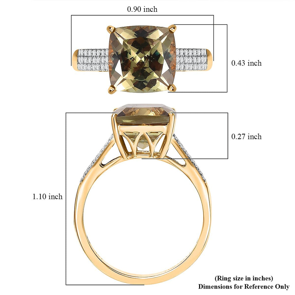 Rhapsody 14K Yellow Gold AAA Turkizite, White Diamond I2 Main Stone With Side Stone Ring, Gold Wt.3.5 Gms  6.035  Ct.