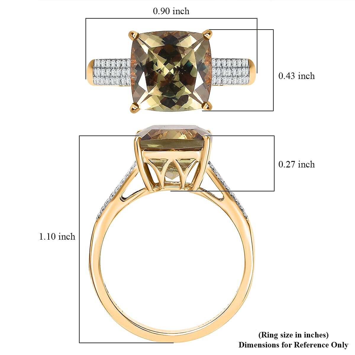 Certified &amp; Appraised LUXORO 14K Yellow Gold AAA Turkizite, White Diamond I2 Ring, 6.03 Ct. 8129280 5