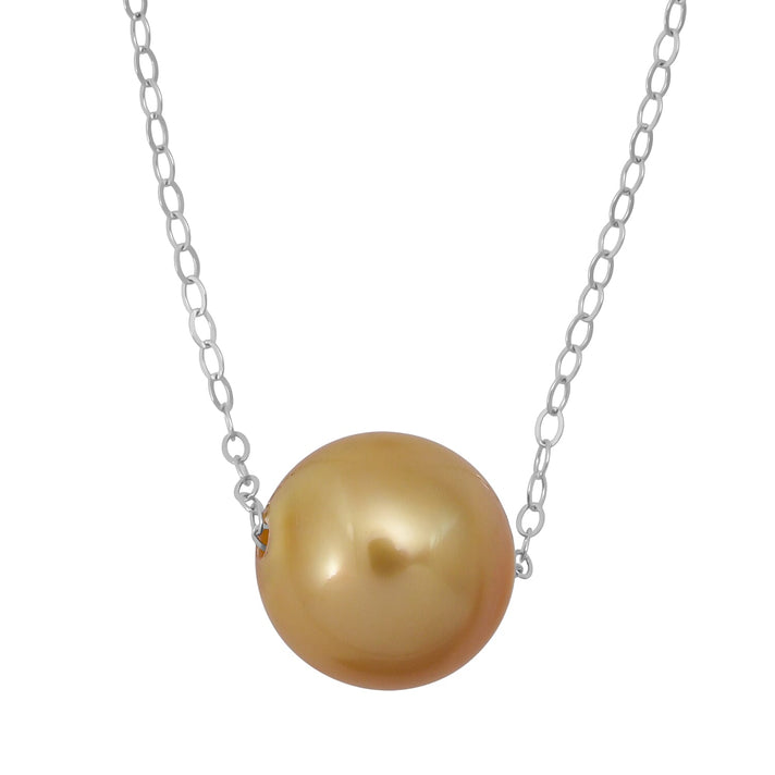 Royal Bali Collection - Rhapsody 950 Platinum - AAAA Golden Colour South Sea Pearl (9-11mm) Necklace (Size - 18) with Spring Ring Clasp 8261402 1