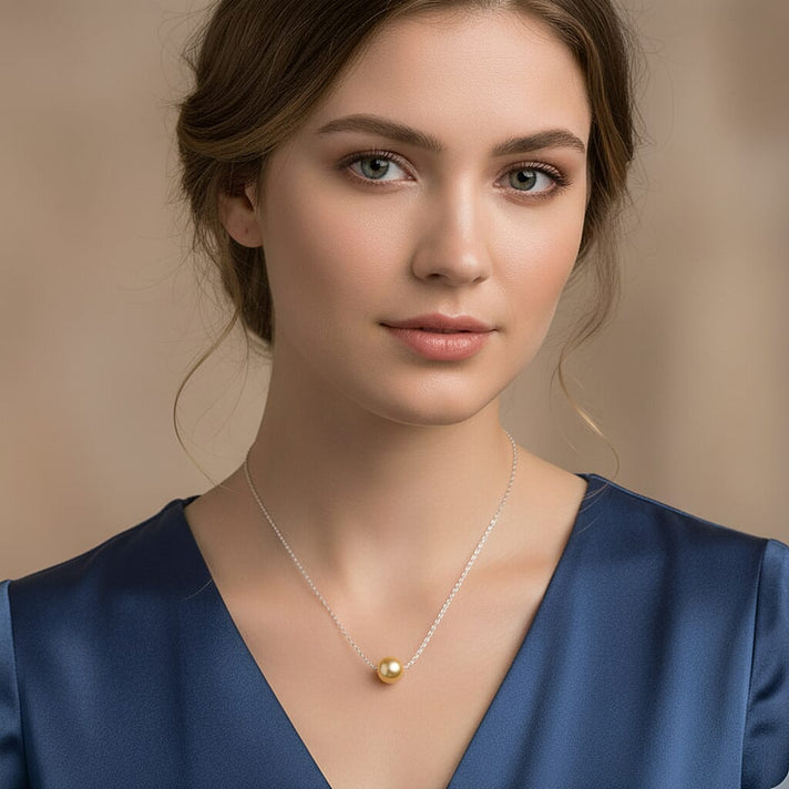 Royal Bali Collection - Rhapsody 950 Platinum - AAAA Golden Colour South Sea Pearl (9-11mm) Necklace (Size - 18) with Spring Ring Clasp 8261402 2