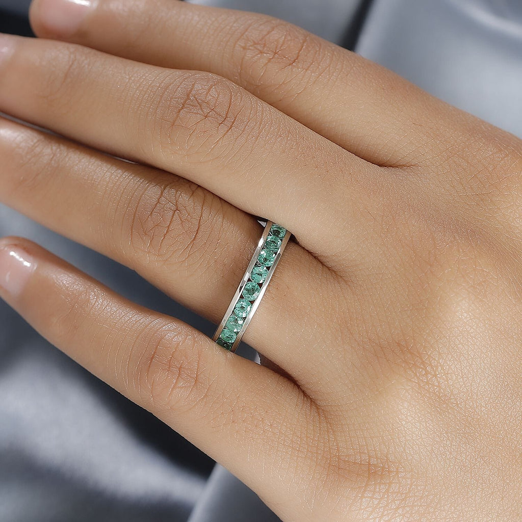 Extreme Rare Find - Rhapsody 950 Platinum AAAA Muzo Colombian Emerald Band Ring  Platinum Wt. 6.04 Gms.