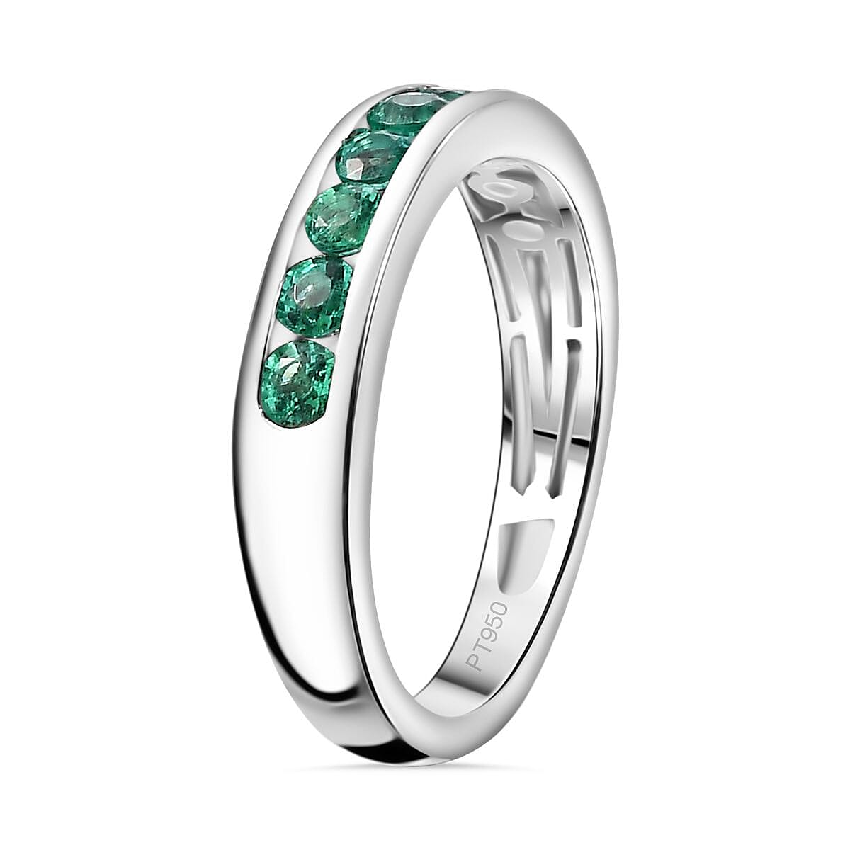 Rhapsody 950 Platinum AAAA Colombian Emerald 1.00 ct Half-Eternity Band Ring 7862391 4
