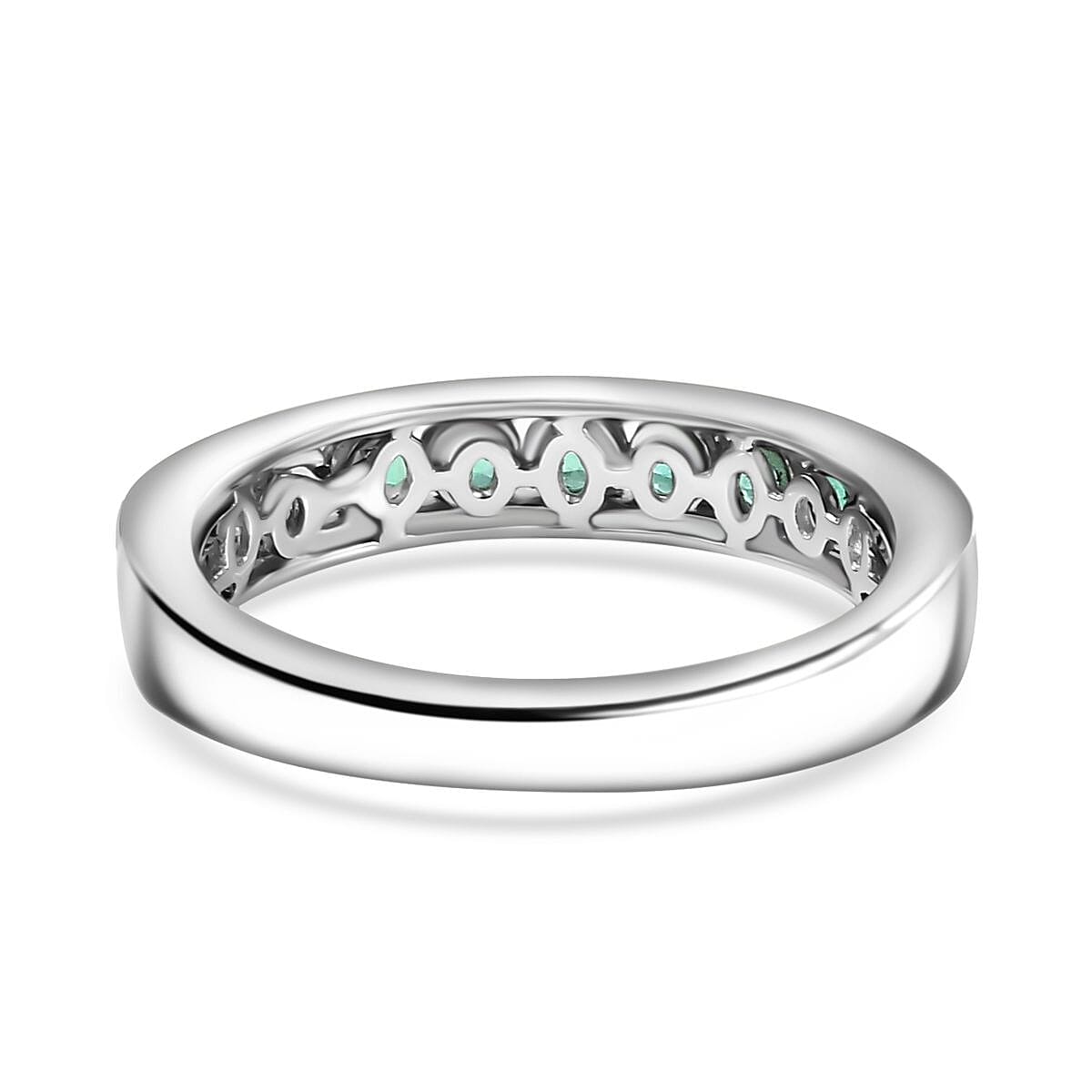 Rhapsody 950 Platinum AAAA Colombian Emerald 1.00 ct Half-Eternity Band Ring 7862391 5