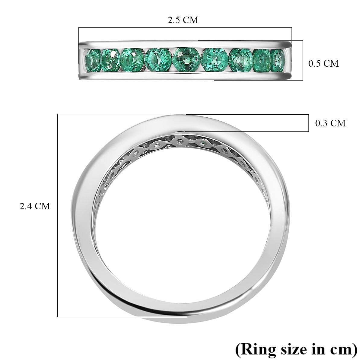 Rhapsody 950 Platinum AAAA Colombian Emerald 1.00 ct Half-Eternity Band Ring 7862391 6
