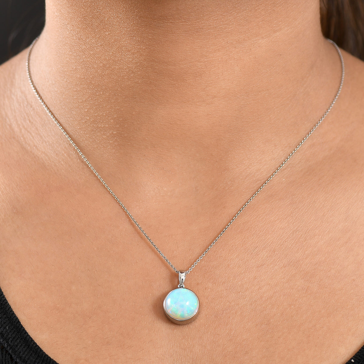 RHAPSODY 5.05 Ct. AAAA Ethiopian Opal Solitaire Pendant in 950 Platinum 8198280 2