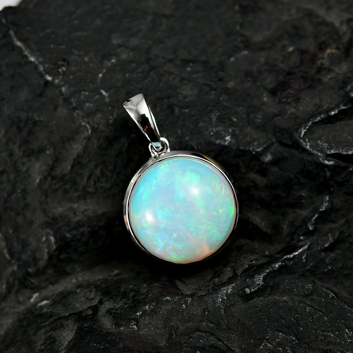 RHAPSODY 5.05 Ct. AAAA Ethiopian Opal Solitaire Pendant in 950 Platinum 8198280 3