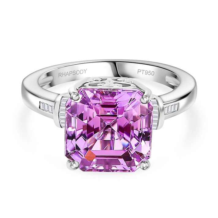 Rhapsody 950 Platinum AAAA Natural Martha Rocha Kunzite &amp; Natural White Diamond (VS-EF) Ring 5.90 Ct, Platinum Wt. 6.90 Gms. 8312417 1