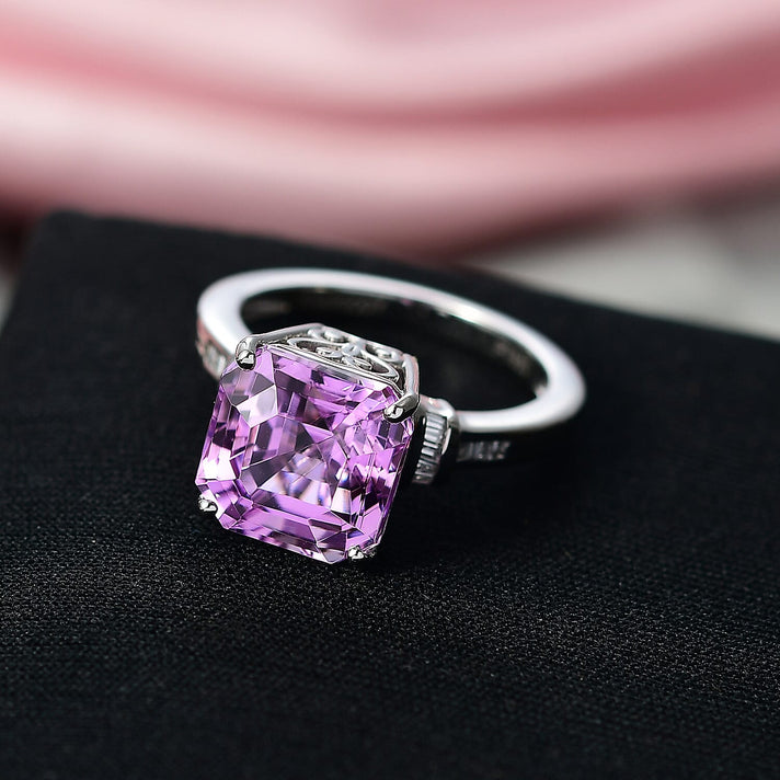 Rhapsody 950 Platinum AAAA Natural Martha Rocha Kunzite &amp; Natural White Diamond (VS-EF) Ring 5.90 Ct, Platinum Wt. 6.90 Gms. 8312417 2