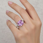 Rhapsody 950 Platinum AAAA Natural Martha Rocha Kunzite & Natural White Diamond (VS-EF) Ring 5.90 Ct, Platinum Wt. 6.90 Gms.