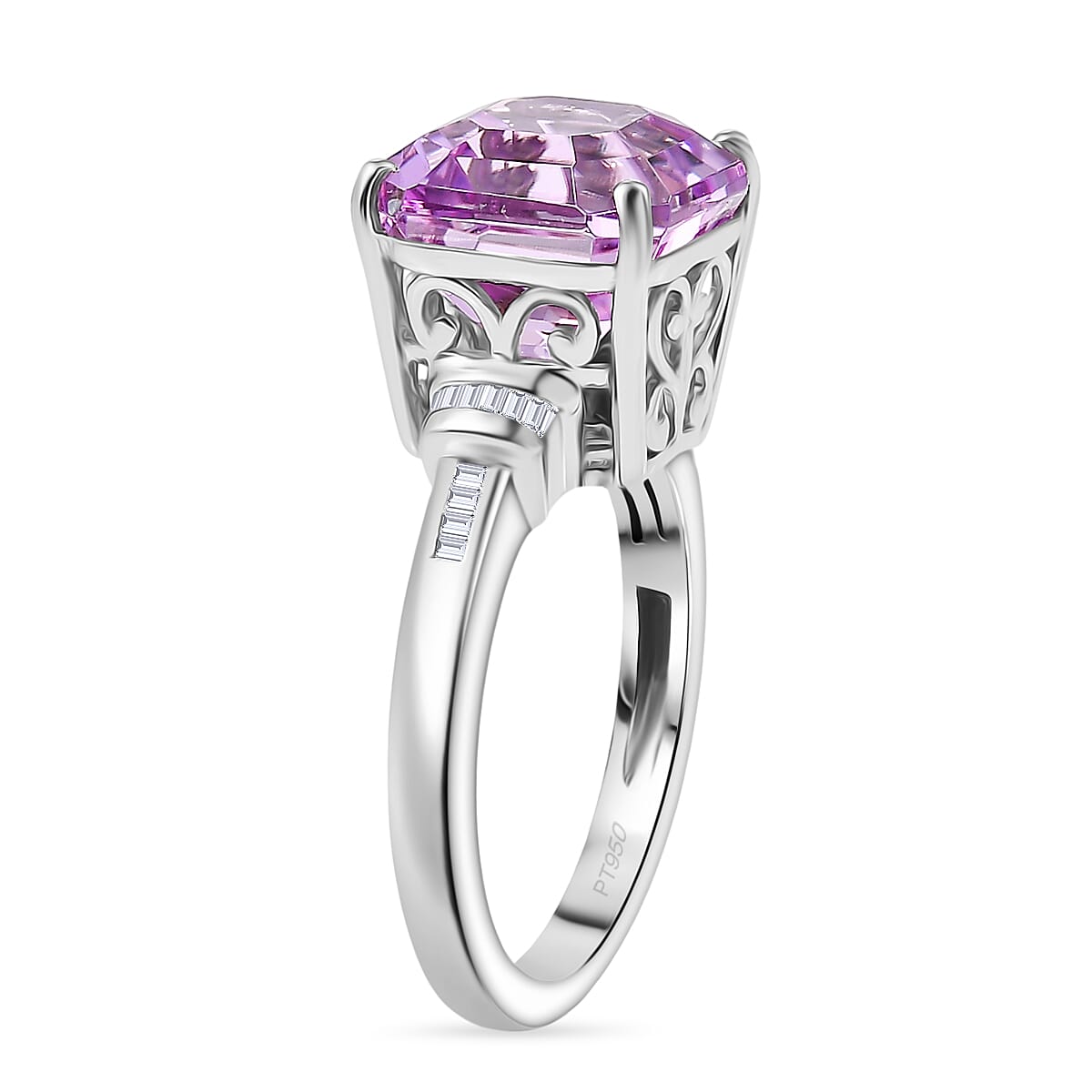 Rhapsody 950 Platinum AAAA Natural Martha Rocha Kunzite &amp; Natural White Diamond (VS-EF) Ring 5.90 Ct, Platinum Wt. 6.90 Gms. 8312415 4