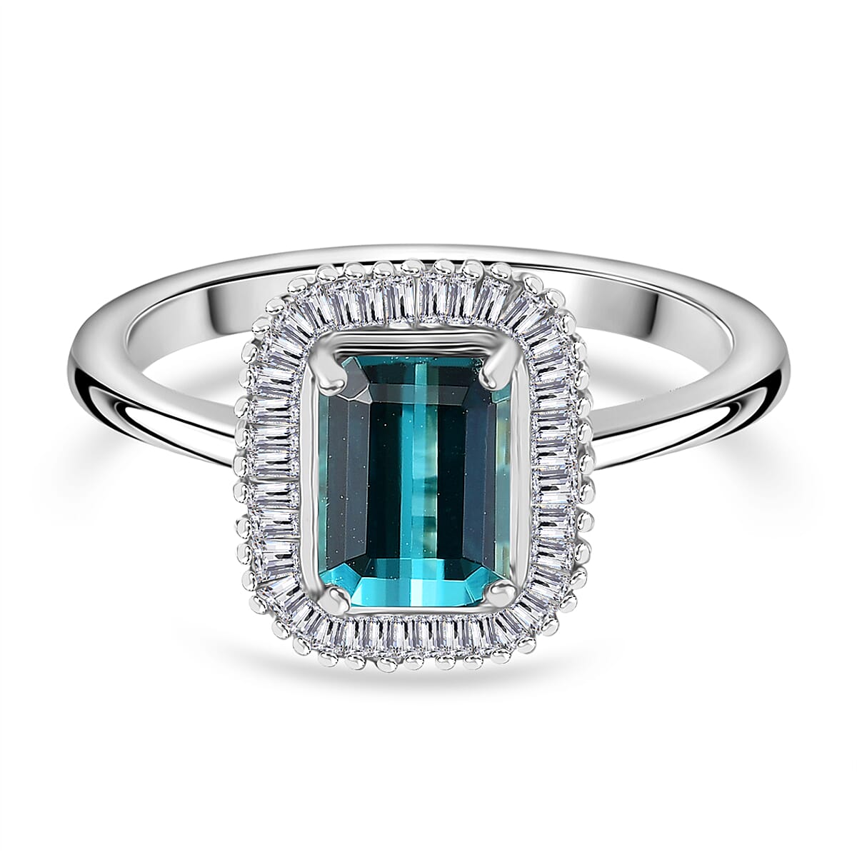 Rhapsody 950 Platinum AAAA Lagoon Tourmaline, White Diamond EF, VS2 Halo Ring 1.74 ct. 7948678 0