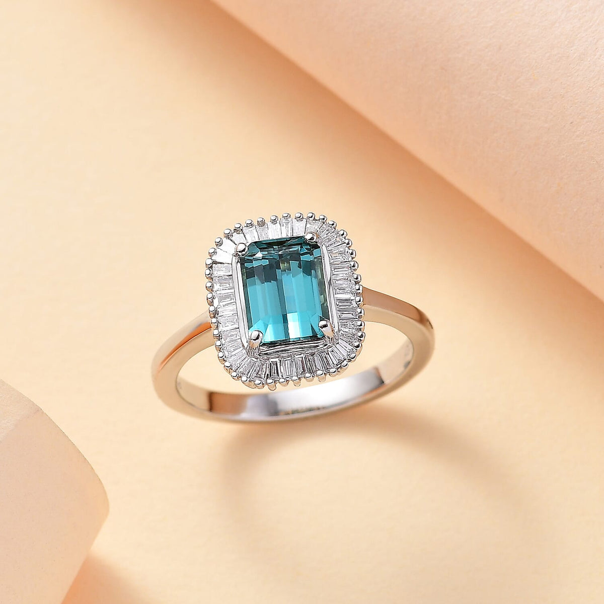 Rhapsody 950 Platinum AAAA Lagoon Tourmaline, White Diamond EF, VS2 Halo Ring 1.74 ct. 7948678 2