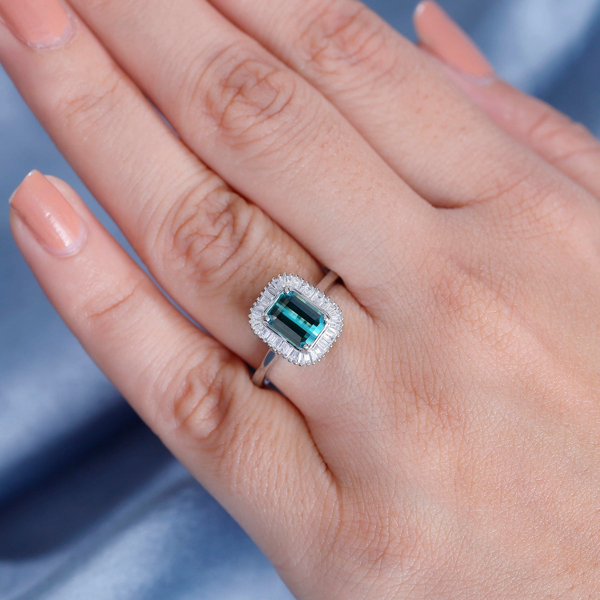 Rhapsody 950 Platinum AAAA Lagoon Tourmaline, White Diamond EF, VS2 Halo Ring 1.74 ct. 7948678 3