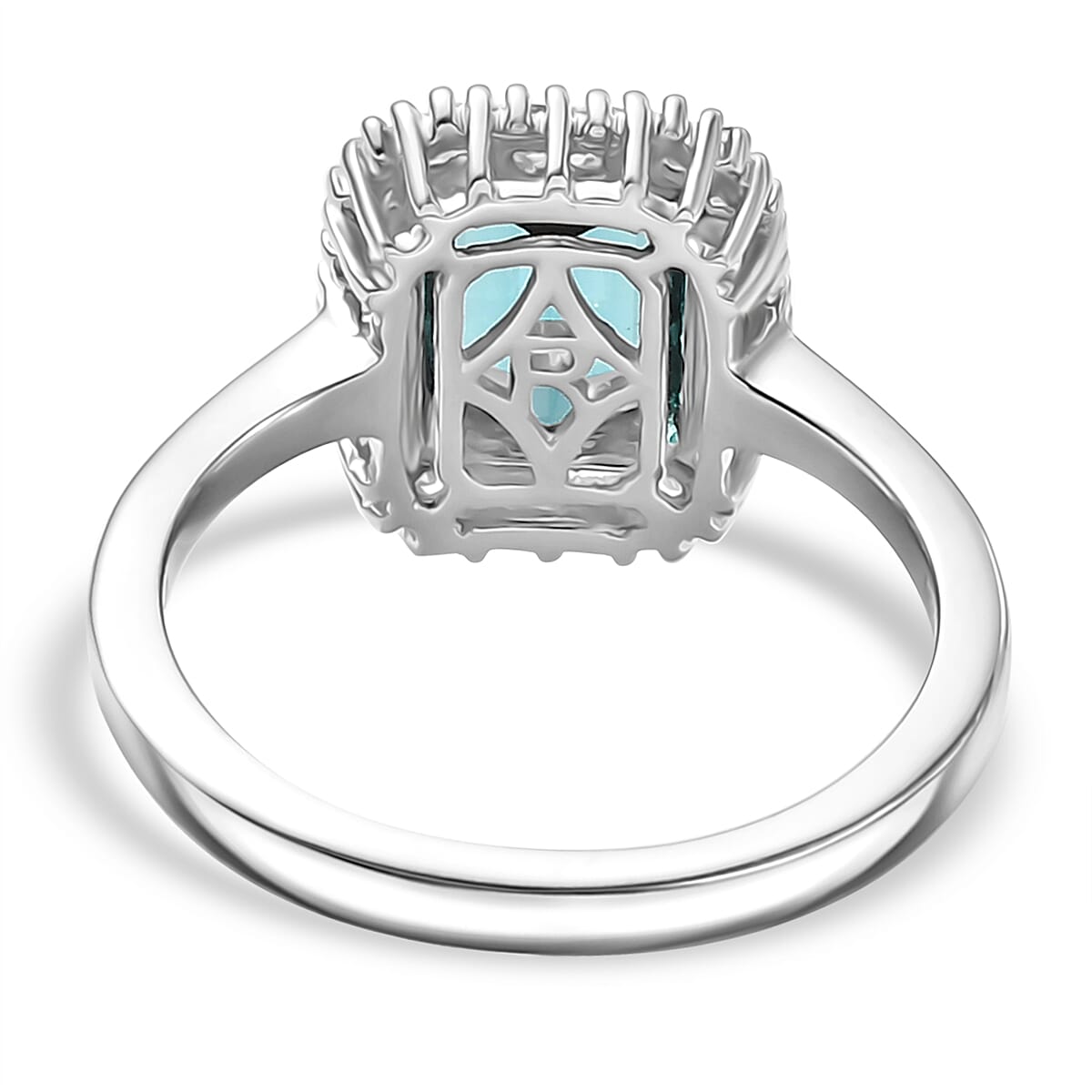 Rhapsody 950 Platinum AAAA Lagoon Tourmaline, White Diamond EF, VS2 Halo Ring 1.74 ct. 7948678 5