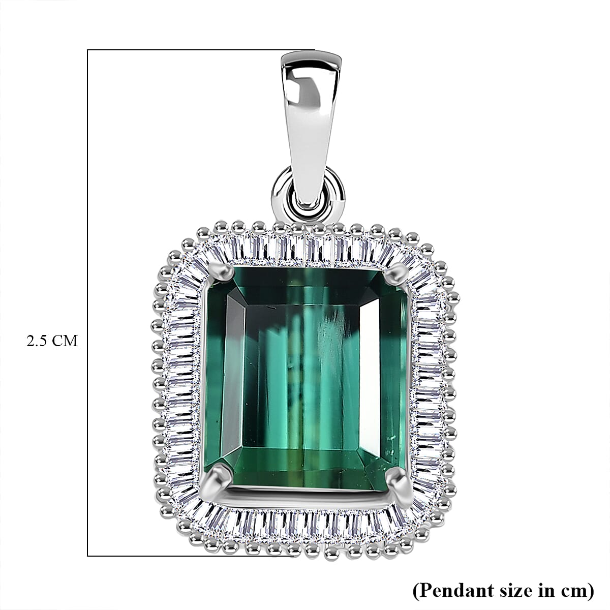 RHAPSODY 5 Ct. AAAA Lagoon Tourmaline, Natural Diamond Halo Pendant in 950 Platinum (VS-EF) 8329708 6