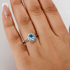RHAPSODY 950 Platinum AAAA Santamaria Aquamarine & (VS-E-F) White Diamond Ring 1.16 Ct, Platinum Wt. 5.70 Gms.
