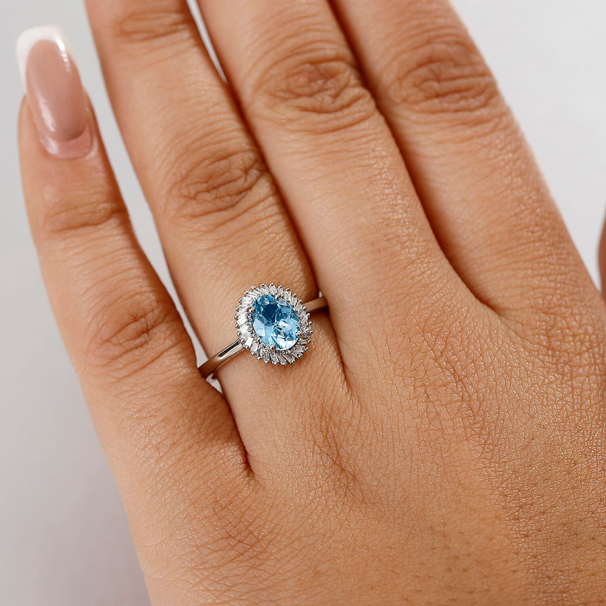 RHAPSODY 950 Platinum AAAA Santamaria Aquamarine, White Diamond Halo Ring, 1.15 Ct. 8065170 3
