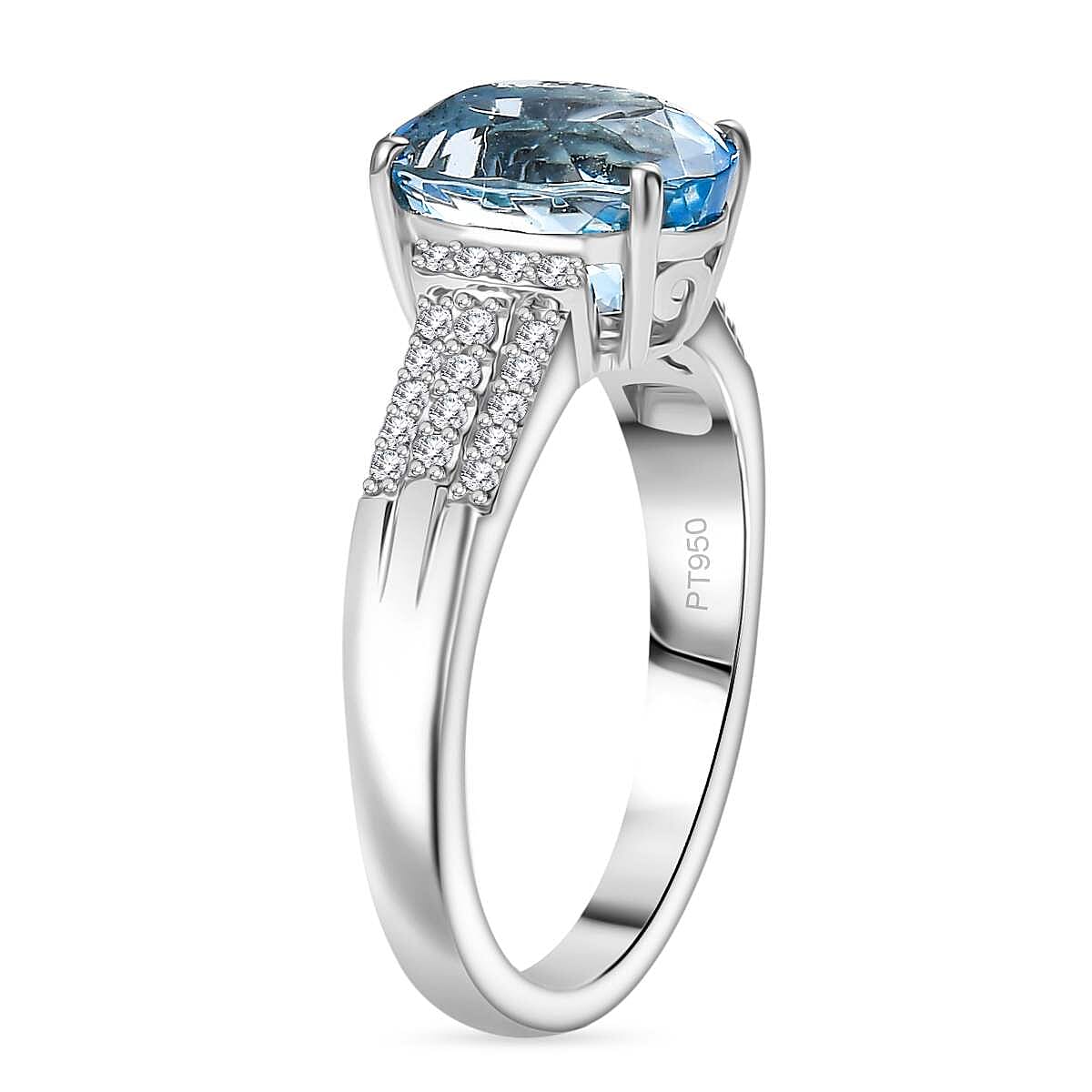 Rhapsody 950 Platinum AAAA Santamaria Aquamarine &amp; White Diamond (VS-E-F) Ring 2.82 Ct, Platinum Wt. 6.50 Gms. 8101142 7