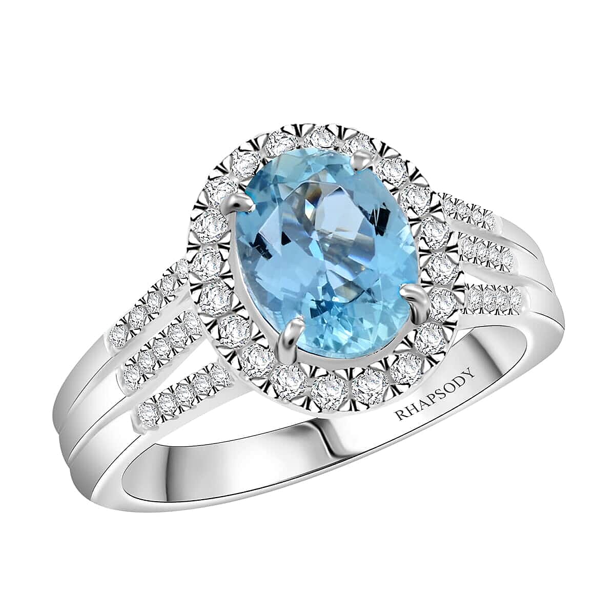 Appraised and Certified 2.05 Ct. Santamaria Aquamarine, Diamond Halo Ring in 950 Platinum 7989210 0