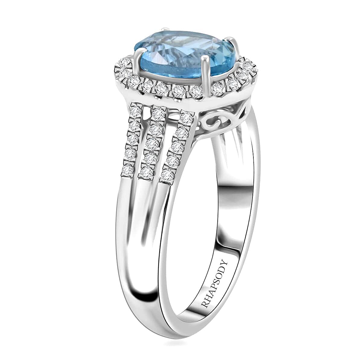 Appraised and Certified 2.05 Ct. Santamaria Aquamarine, Diamond Halo Ring in 950 Platinum 7989210 3