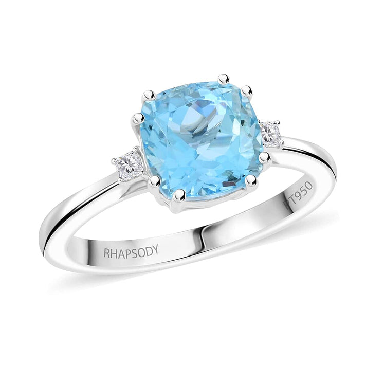 Appraised and Certified 2.35 Ct. Santamaria Aquamarine, Diamond Solitaire Ring in 950 Platinum 7989252 1