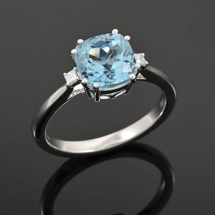 Appraised and Certified 2.35 Ct. Santamaria Aquamarine, Diamond Solitaire Ring in 950 Platinum 7989252 2