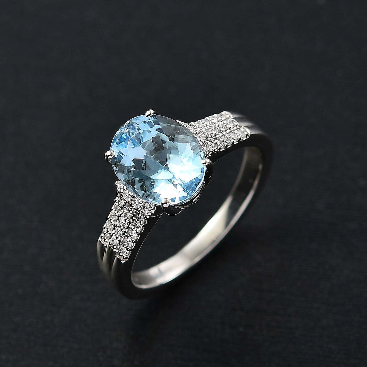 Rhapsody 950 Platinum AAAA Santamaria Aquamarine &amp; White Diamond (VS-E-F) Ring 2.82 Ct, Platinum Wt. 6.50 Gms. 8101142 4